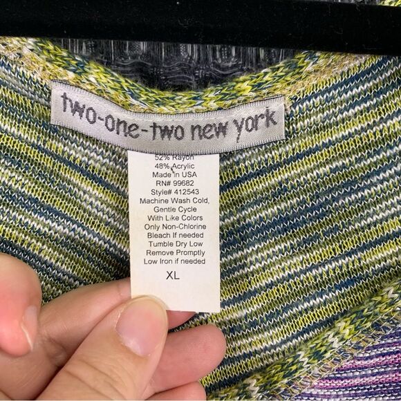 TWO-ONE-TWO Women's Lightweight V-Neck 3/4 Sleeve Multi-Color Tunic XL #903 - Picture 3 of 7